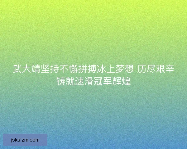 武大靖坚持不懈拼搏冰上梦想 历尽艰辛铸就速滑冠军辉煌